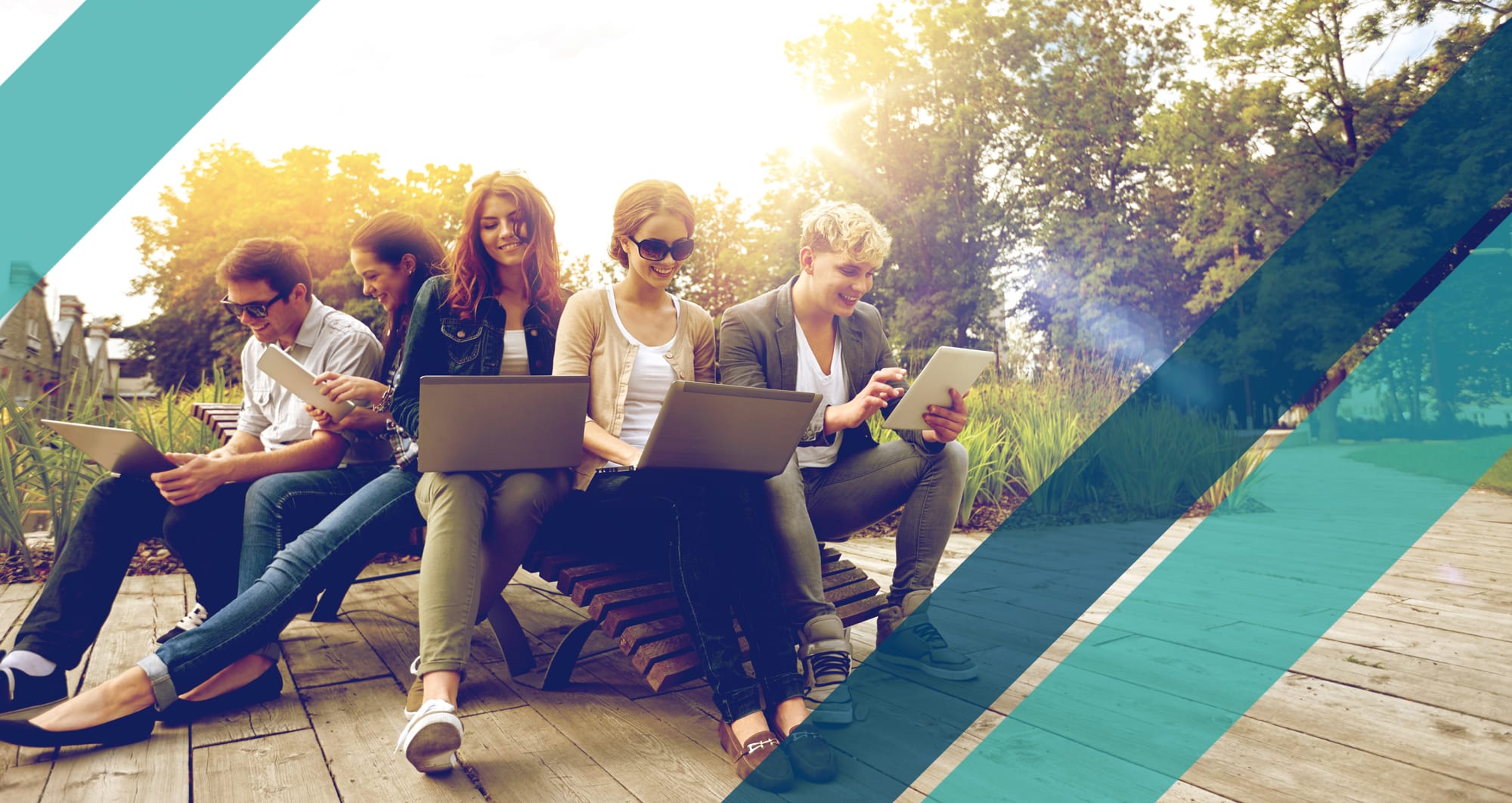 Young Adults Using Technology Outside